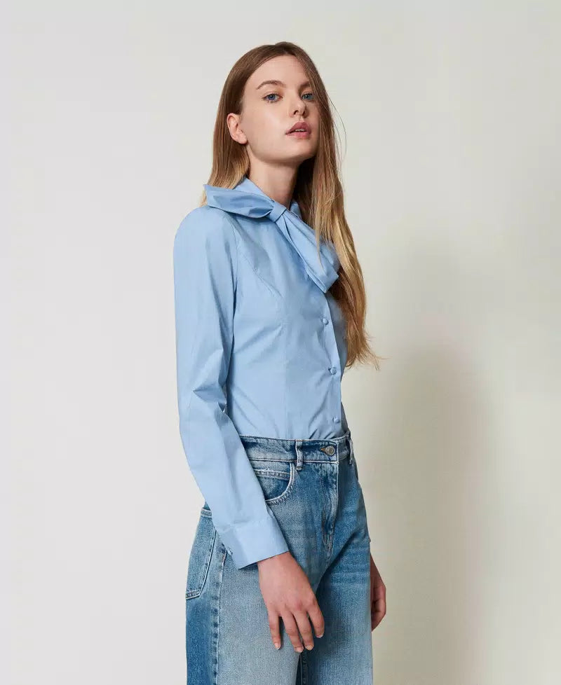 Poplin shirt with bow