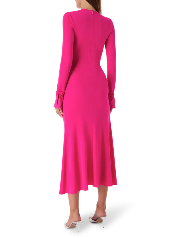 Crystal Embellished Rose Ruched Midi Dress