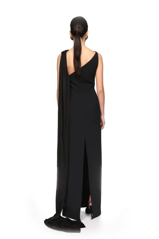 DRAPED CHEST DETAIL TULLE INSERT GOWN