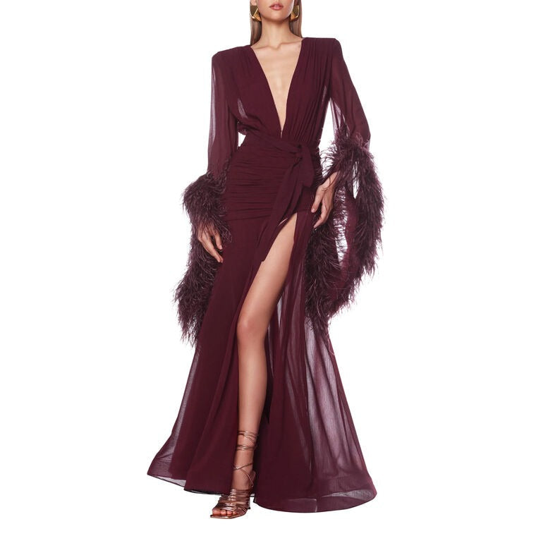 Geisha Burgundy Gown