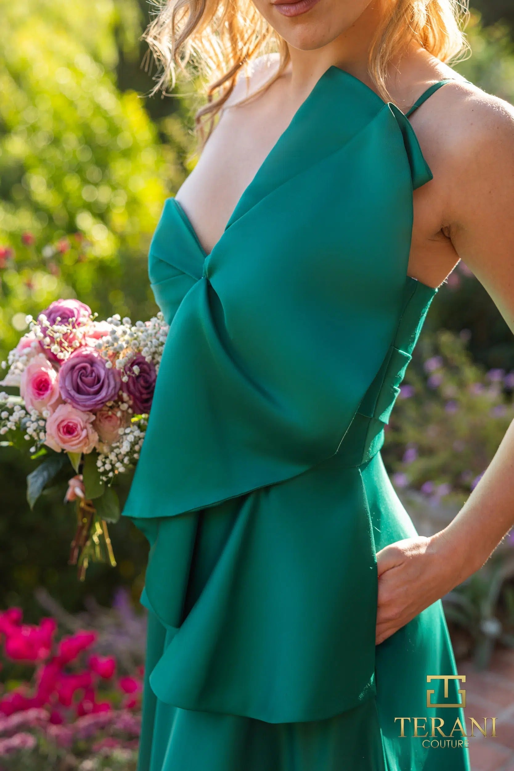 Asymmetrical Matte Satin Evening Ballgown Dress