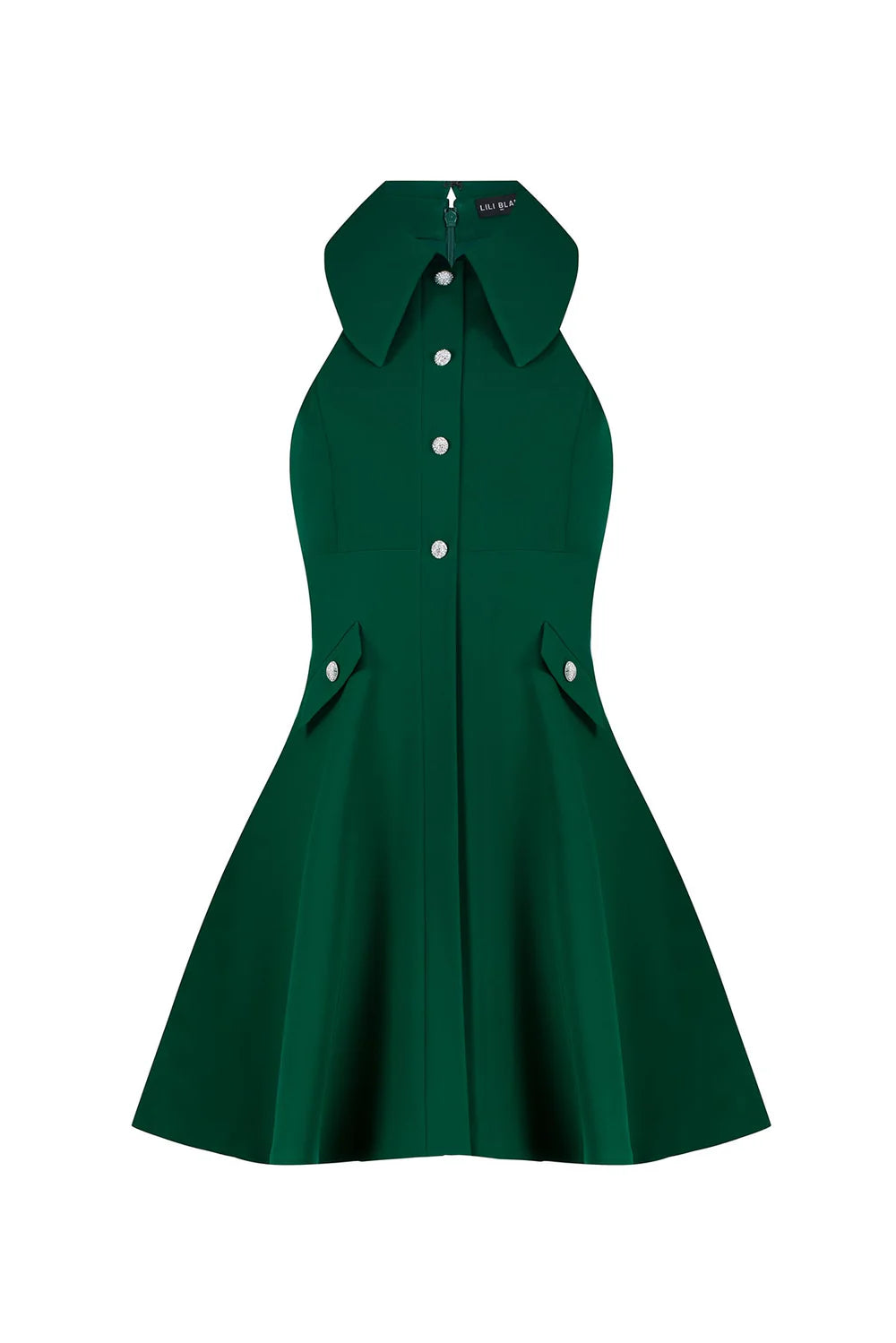 ICONIC COLLAR CRYSTAL BUTTON DRESS