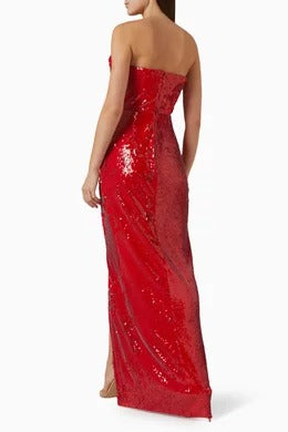 Sequin-embellished Strapless Dress