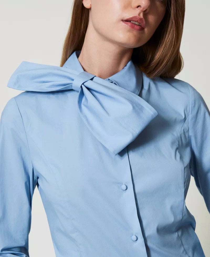 Poplin shirt with bow