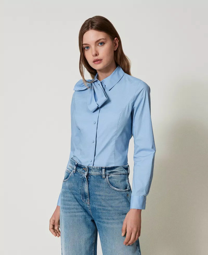 Poplin shirt with bow