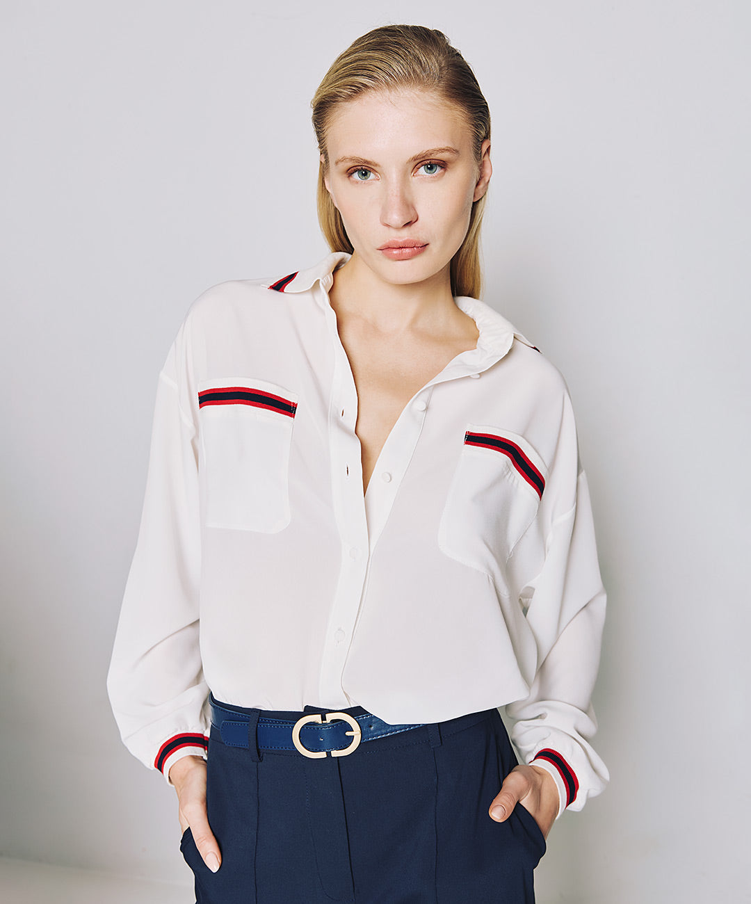 Shirt with ribbed details