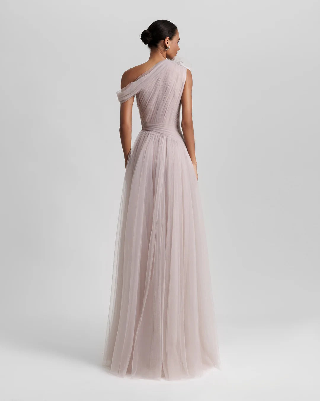 Light Lilac Long Dress With Flower Design