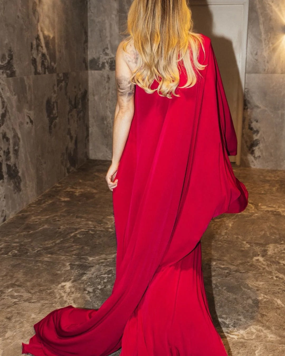 Ruche Cape Gown